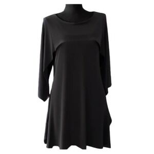 NWT By JJ‎ Women's Layered Wrinkle Free Black 3/4 Sleeve Tunic Blouse MD